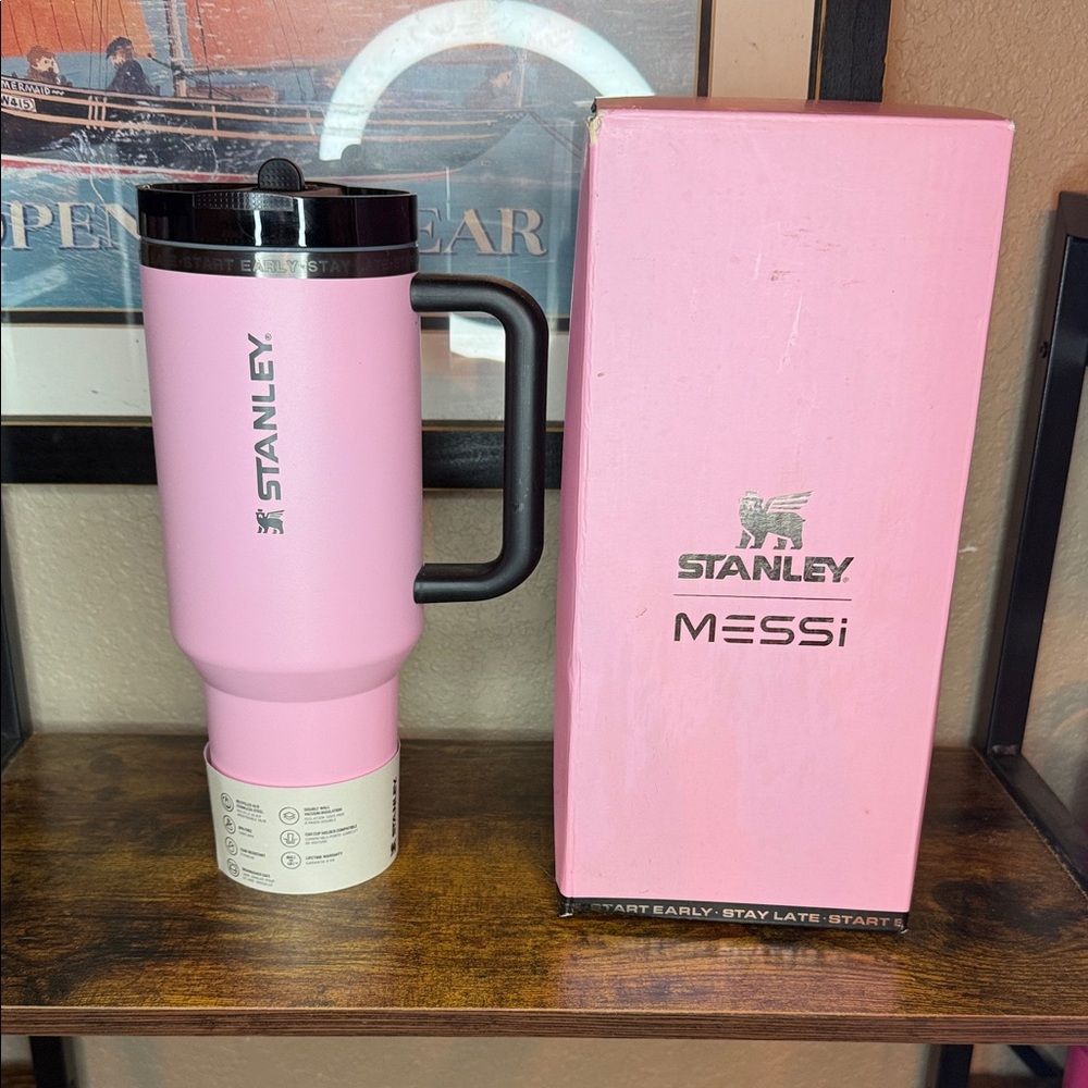 Stanley 40 oz Messi Pink Travel Mug with Handle